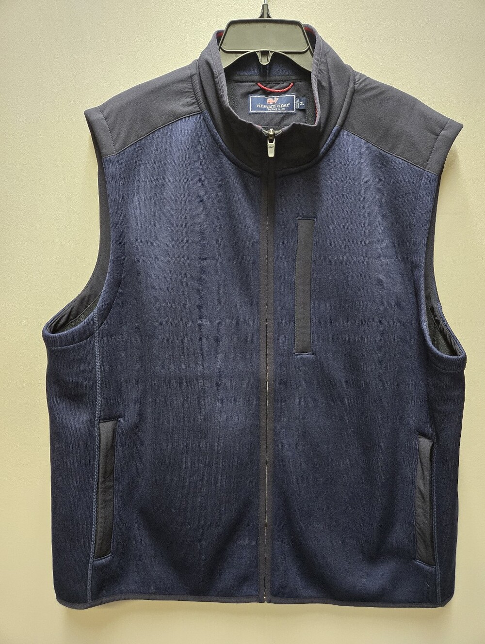 Vineyard Vines Harbor Navy Blue Fleece Full Zip Up Sleeveless Vest Mens Size XL